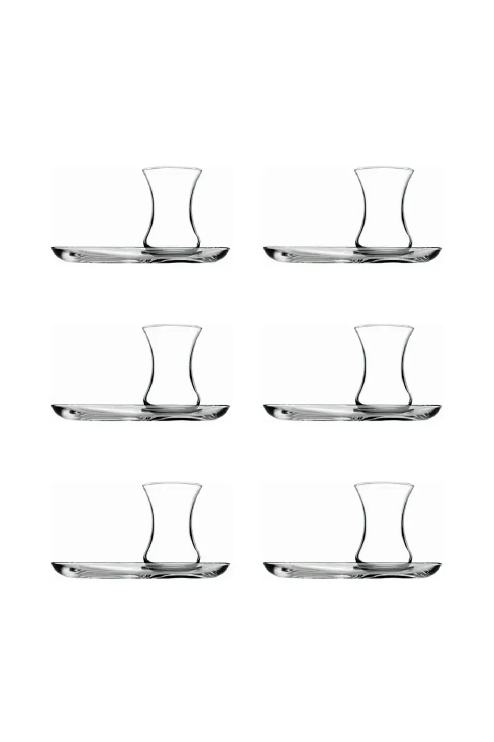 İncebelli Çay Seti 12 Parça (6 Bardak & 6 Tabak)