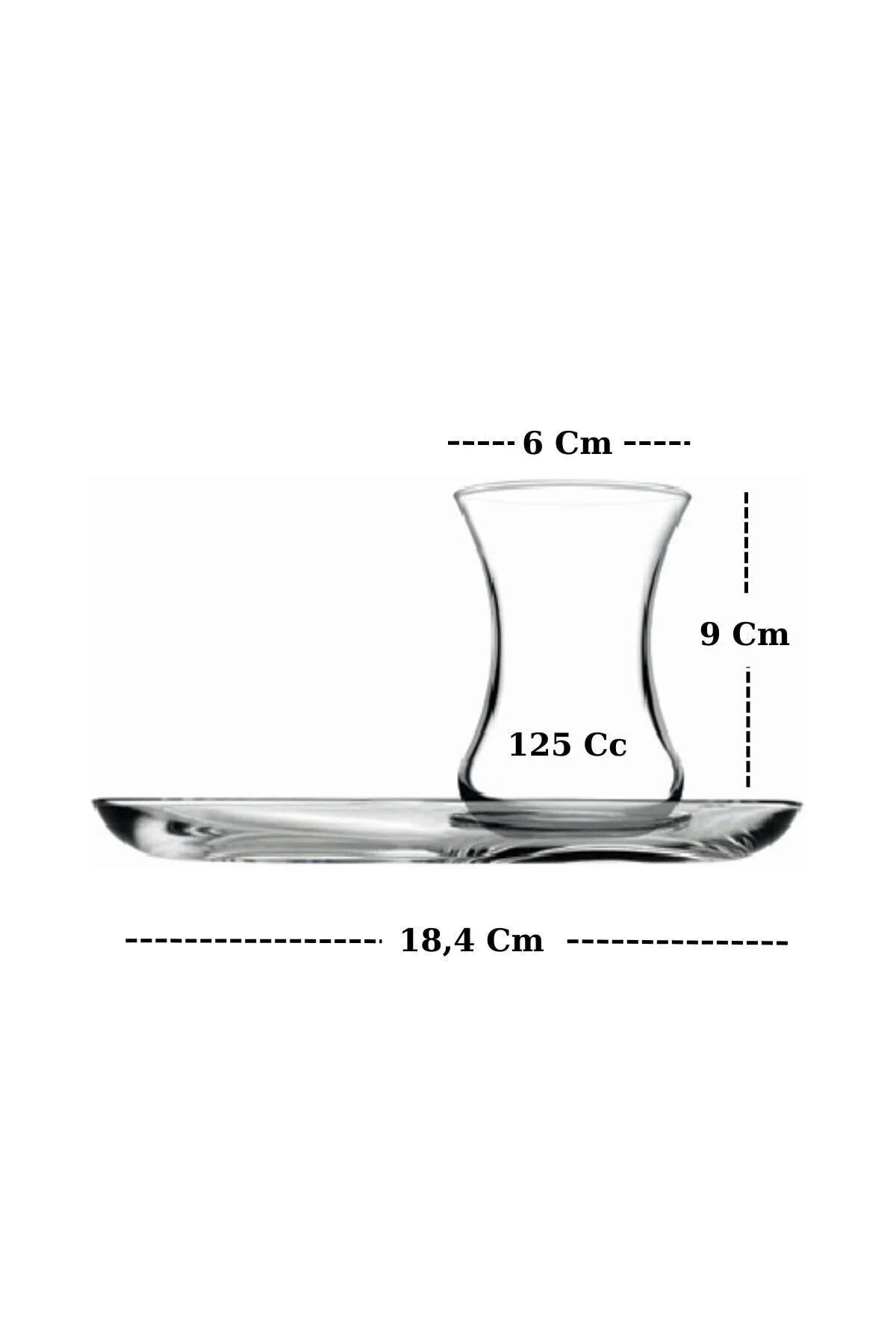 İncebelli Çay Seti 12 Parça (6 Bardak & 6 Tabak)