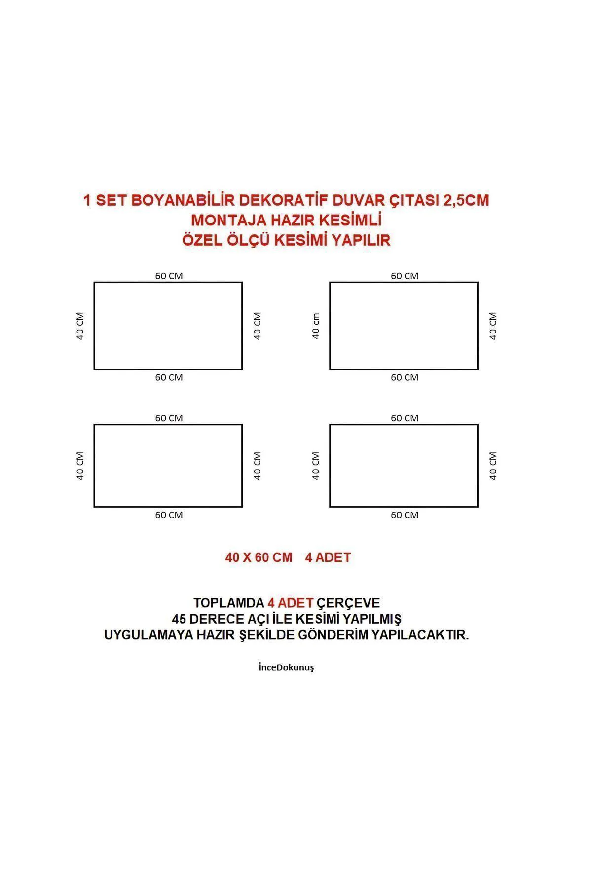 Incedokunuş Boyanabilir Duvar Çıtası 2,50 Cm Hazır Kesimli Ç-240-