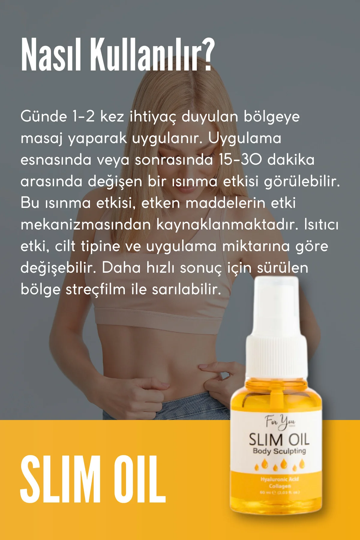 İnceltmeye Ve Sıkılaştırmaya Yardımcı Selülit Karşıtı Slim Oil, Y