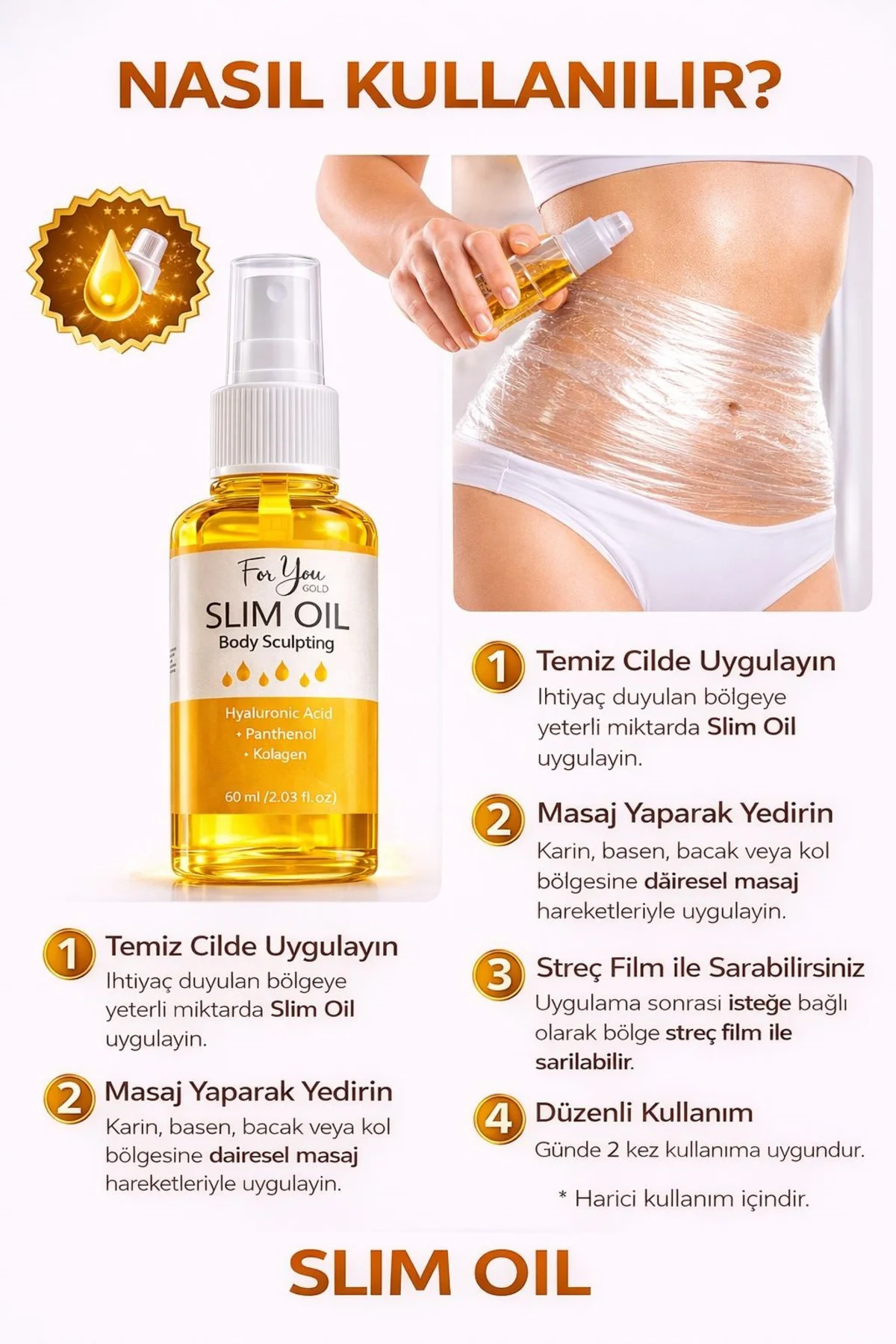 İnceltmeye Ve Sıkılaştırmaya Yardımcı Selülit Karşıtı Slim Oil, Y