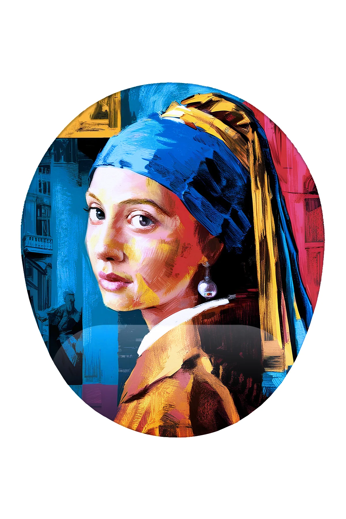 İnci Küpeli Kız Bilek Destekli Mouse Pad Ergonomik Kaymaz Taban M