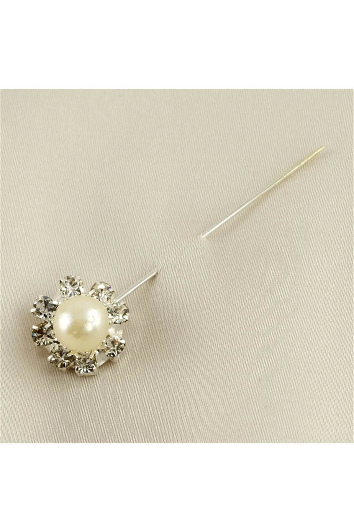 İnci Taşlı () Eşarp İğnesi-Beyaz