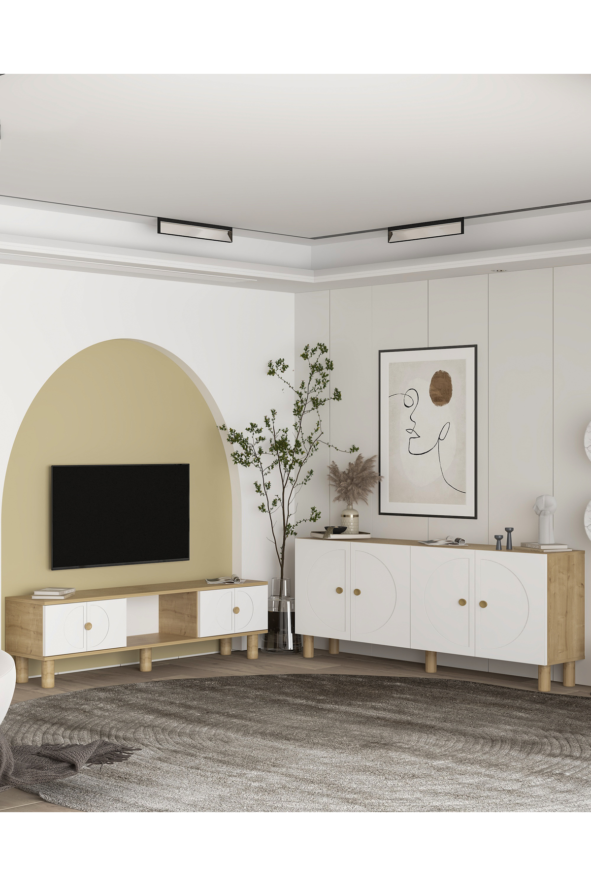 Cantek Dizayn İncict(Kb150)Bohem Konsol Ve Bohem Tv Sehpasi 2'Li Salon Takimi S