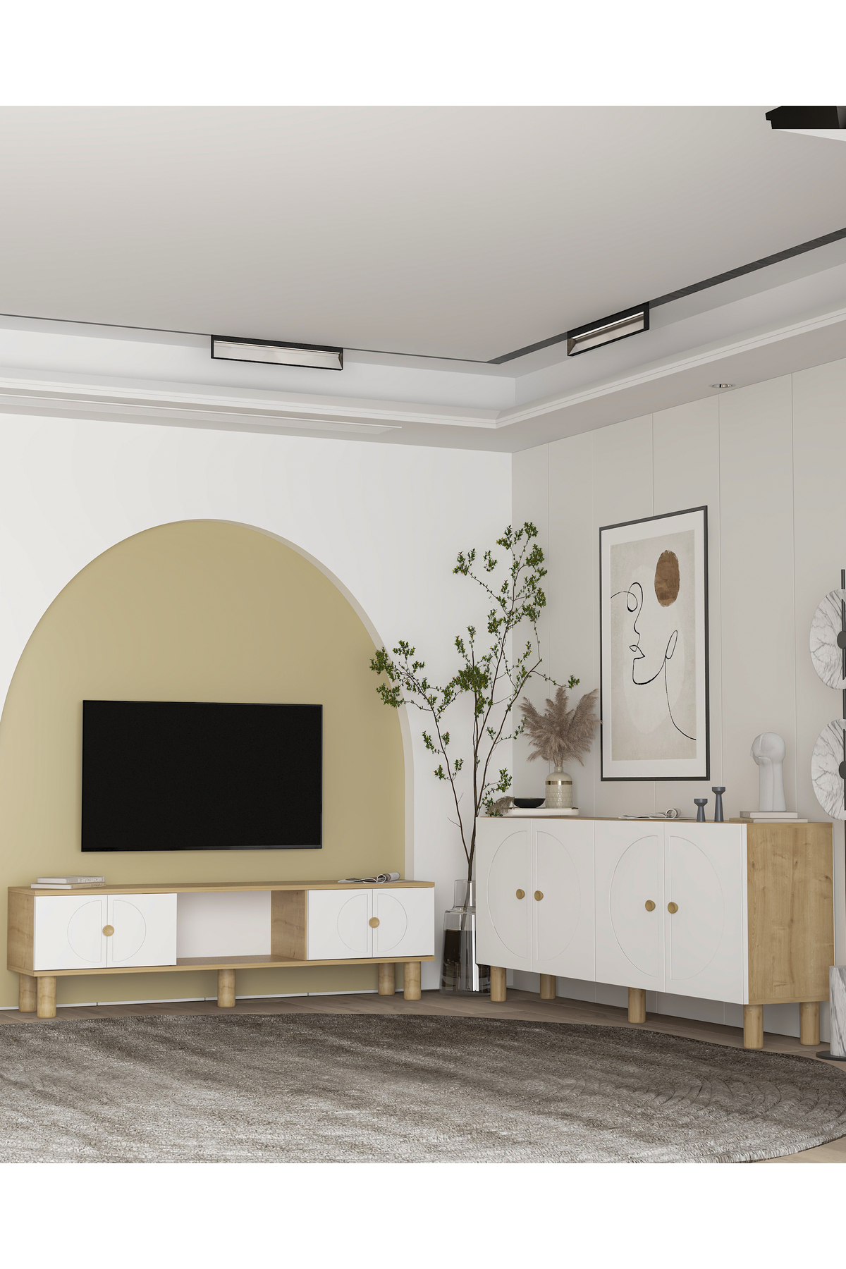 Cantek Dizayn İncict(Kb150)Bohem Konsol Ve Bohem Tv Sehpasi 2'Li Salon Takimi S