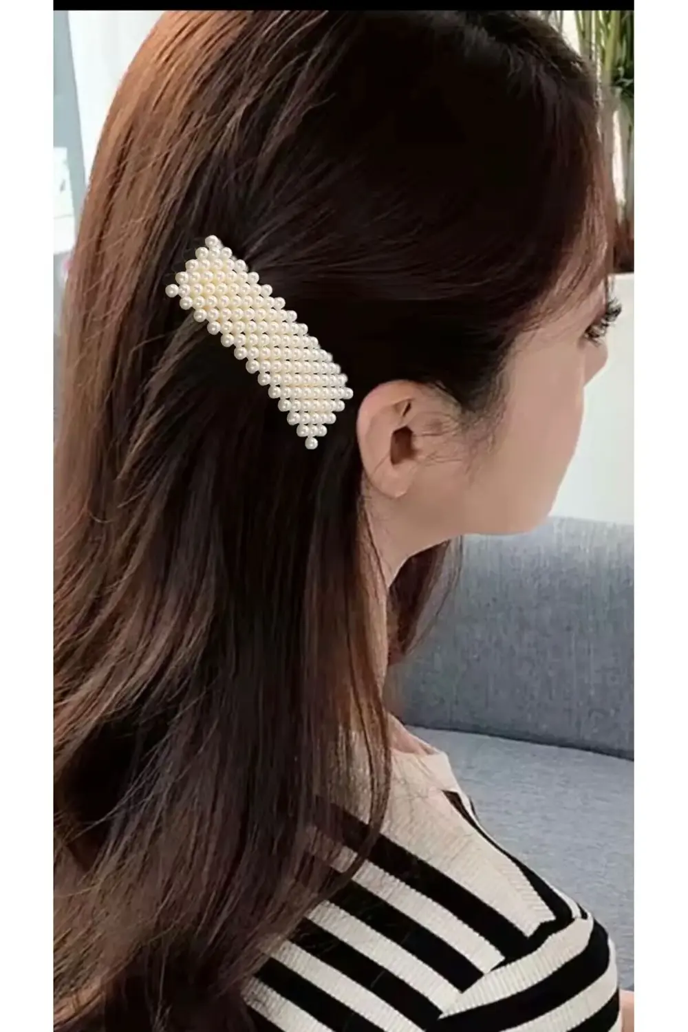 incili büyük boy çıtçıtlı kadın yan toka