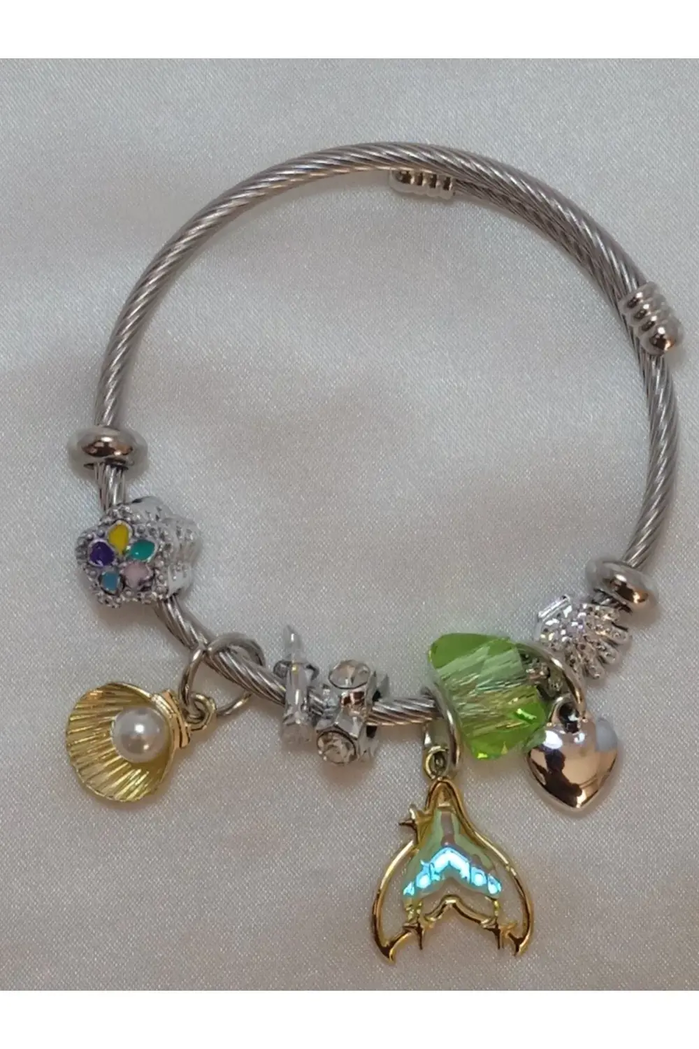 incili çelik charm bileklik