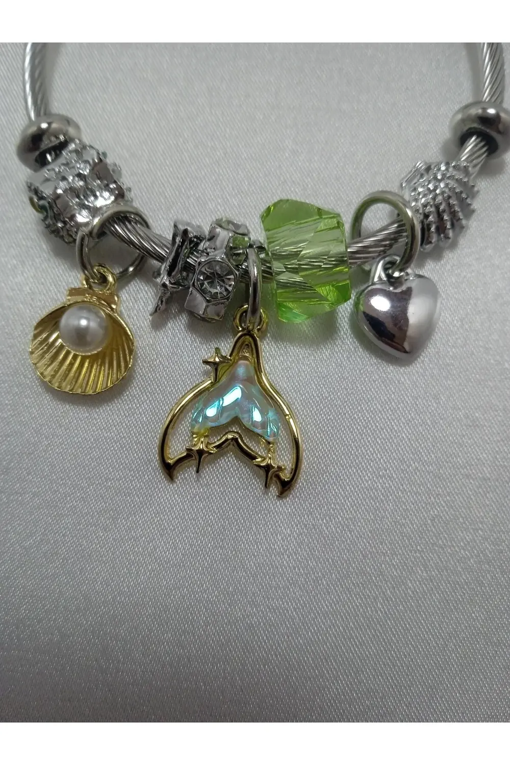 incili çelik charm bileklik