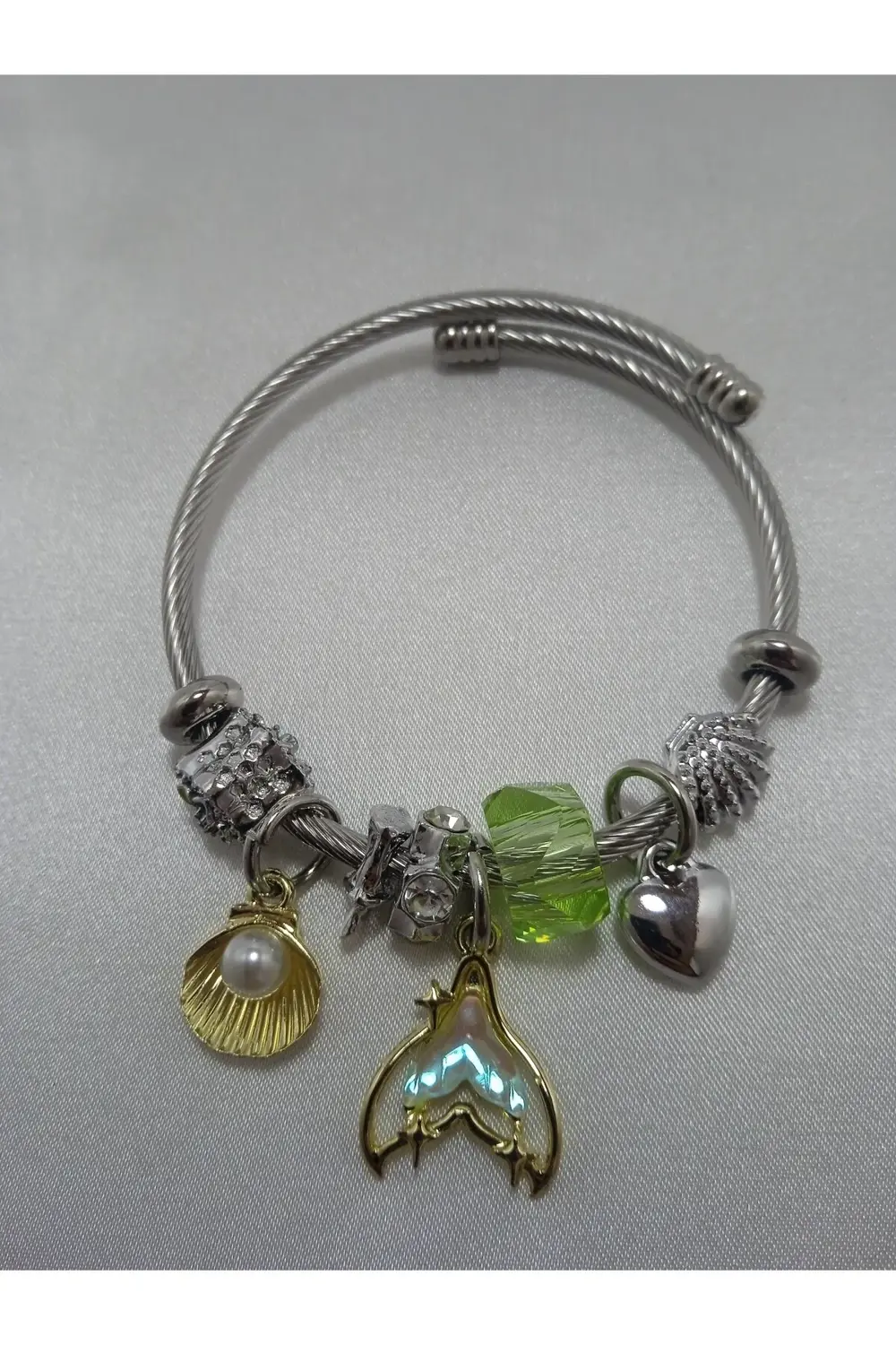 incili çelik charm bileklik