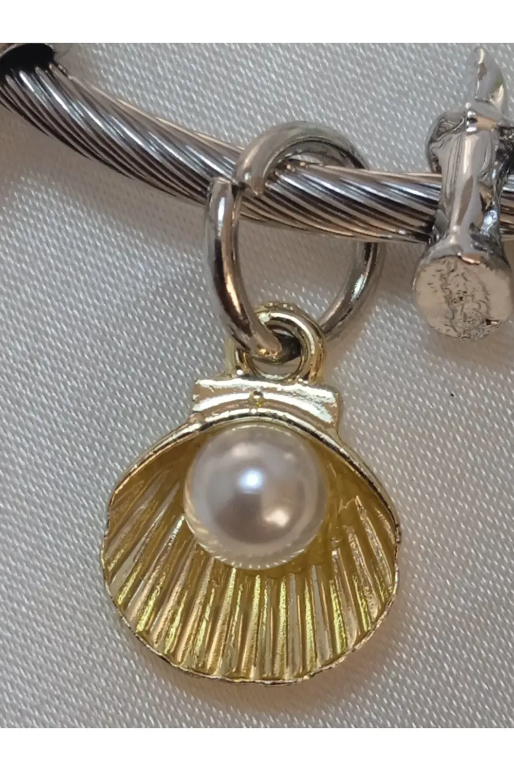 incili çelik charm bileklik