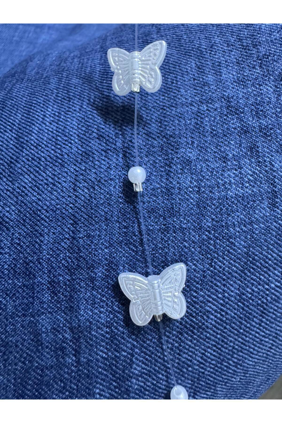 İNCİLİ KELEBEKLİ ZARİF TEL TOKALI MİSİNA SAÇ AKSESUARI