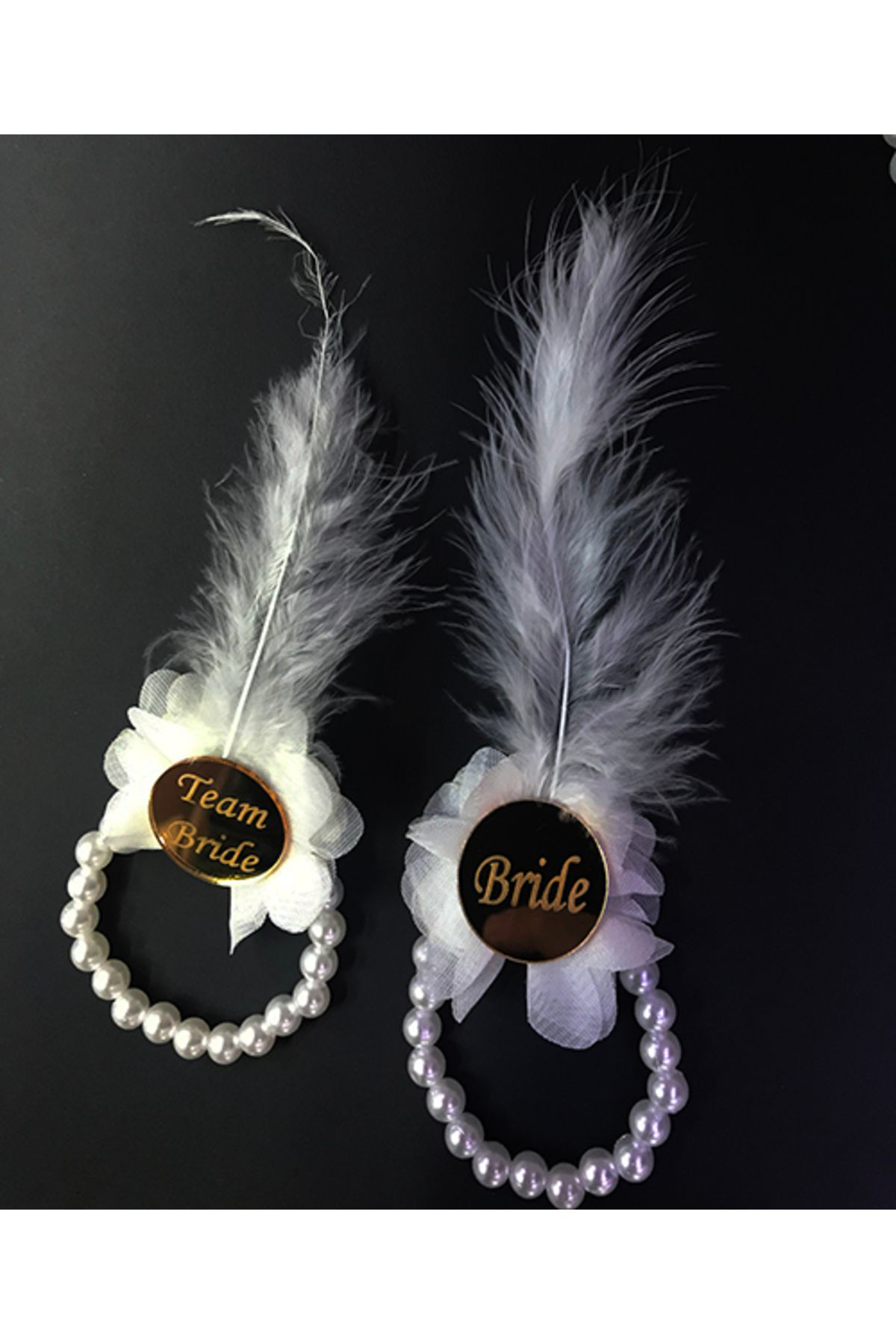 Ok Aksesuar İncili Nedime Bilekliği Altin Renk Pleksili Beyaz Otrişli 7 Adet