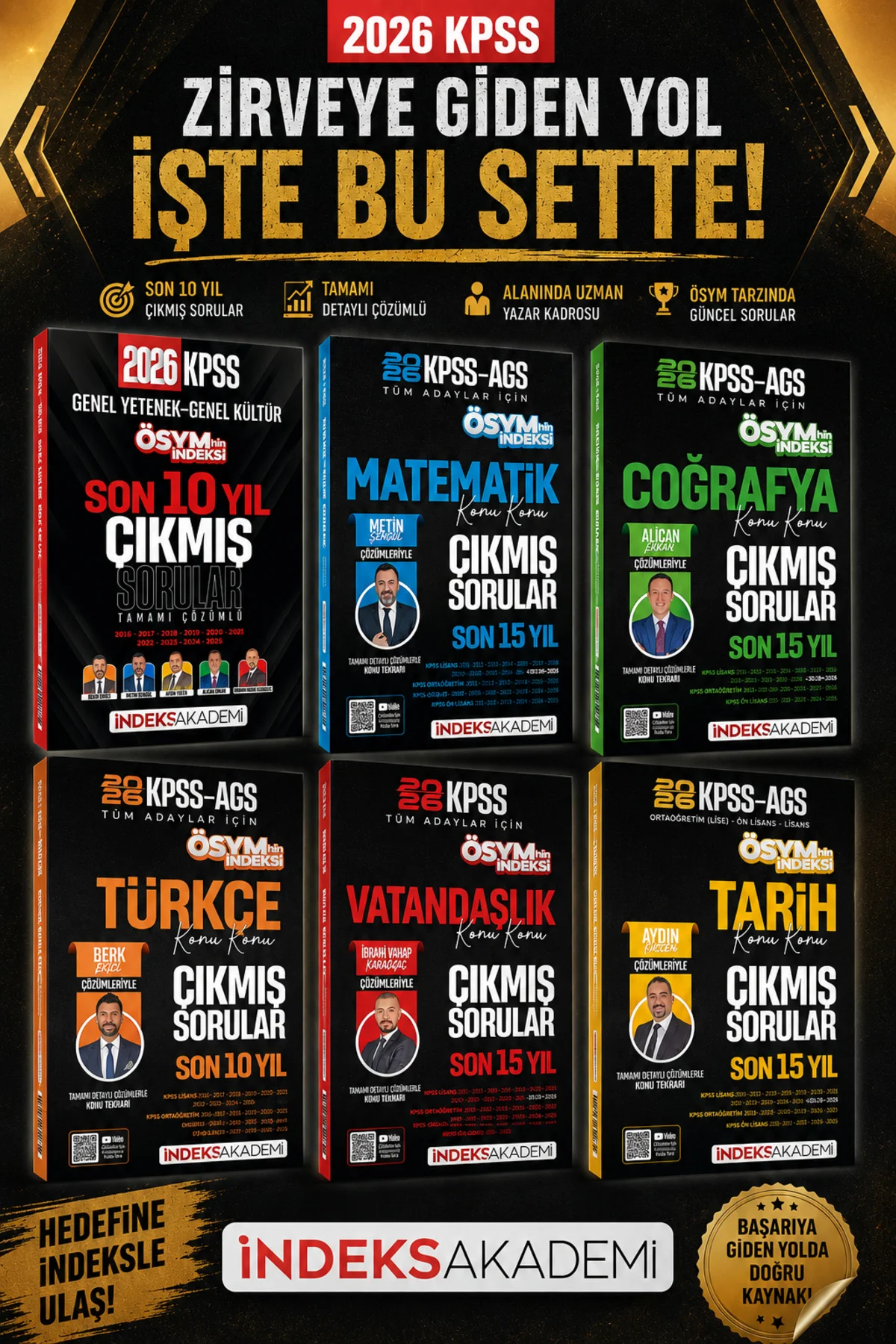 İndeks 2026 KPSS Tüm Dersler Çıkmış Sorular Türkçe, Tarih, Coğrafya, Vatandaşlık, Matematik Seti