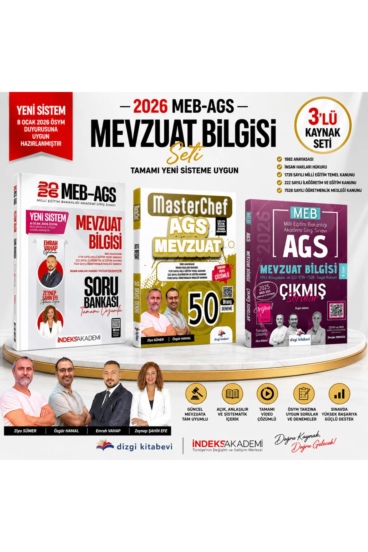 İndeks 2026 MEB-AGS Mevzuat Bilgisi Soru Bankası & AGS Mevzuat 50 Deneme & Çıkmış Sorular Dizgi Kita