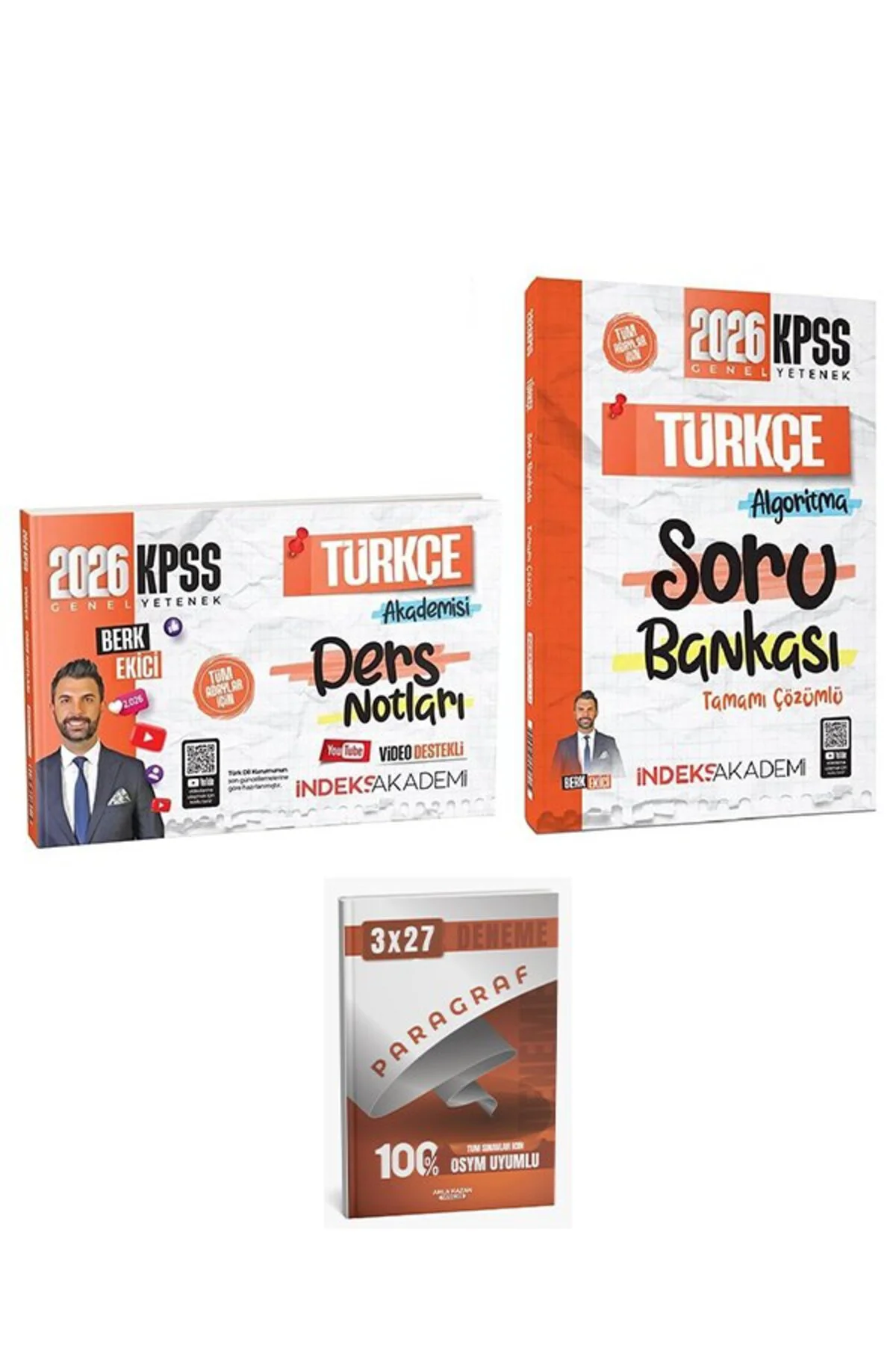 İndeks + Anla Kazan 2026 KPSS Türkçe Akademisi Video Ders Notları + Soru Bankası 2 li Set İndeks Aka