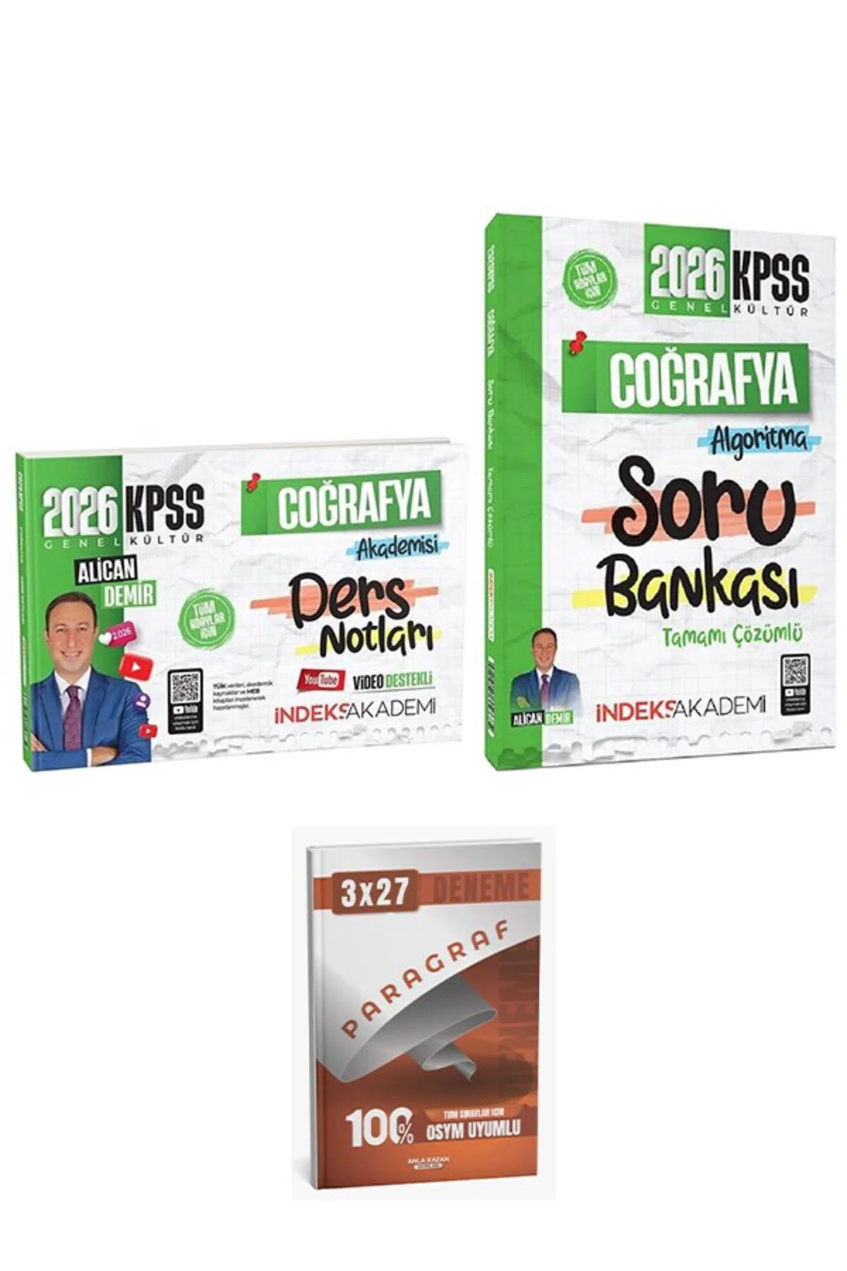 İndeks + Anla Kazan 2026 KPSS Coğrafya Akademisi Video Ders Notları + Soru Bankası 2 li Set İndeks A