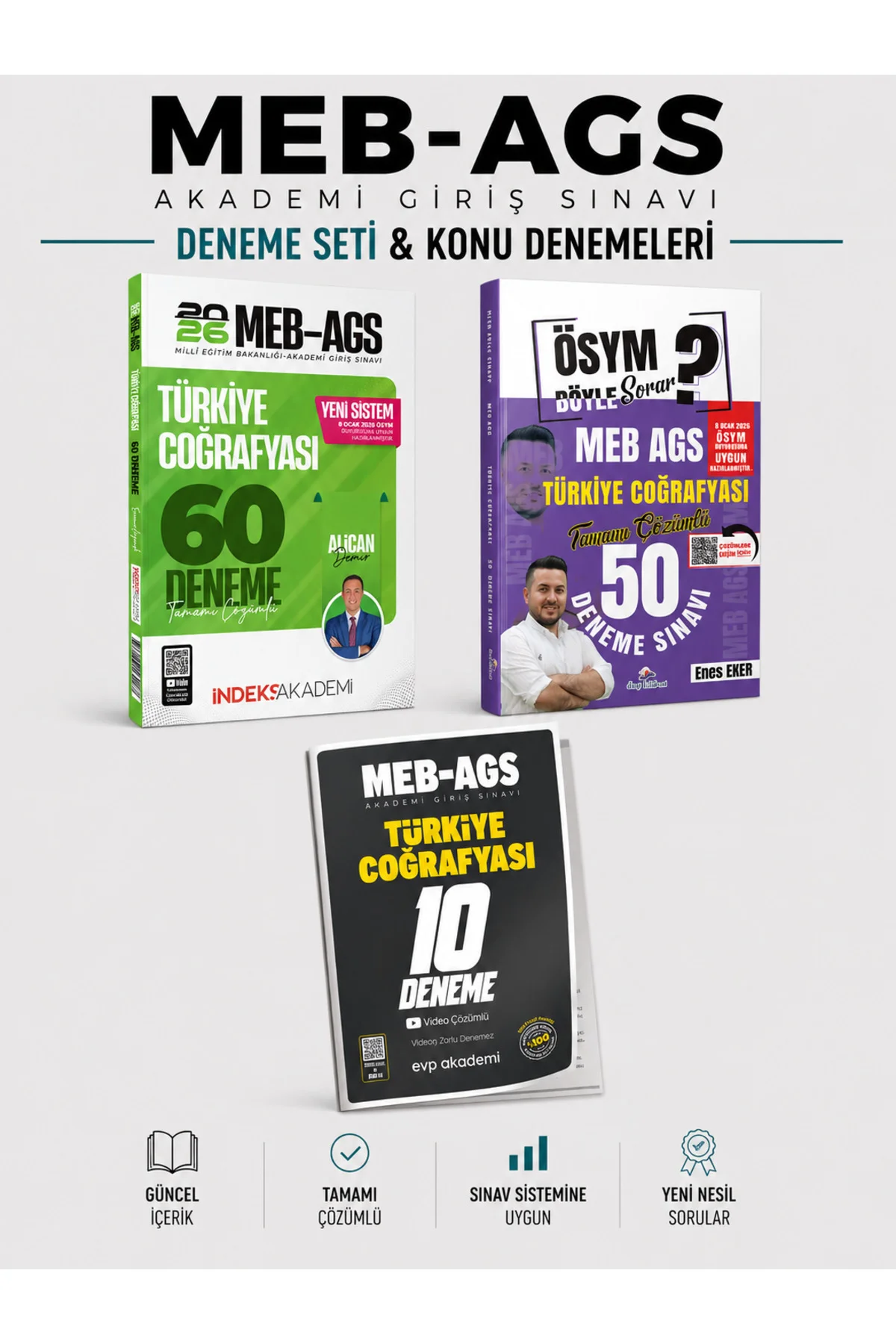 + İndeks + EVP Akademi 2026 MEB AGS Türkiye Coğrafyası 120 Deneme Seti