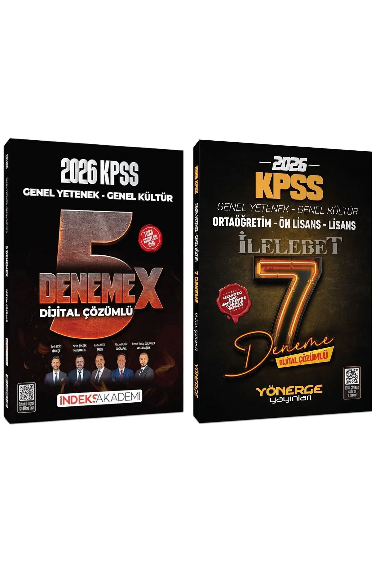 İndeks + Yönerge 2026 KPSS Genel Yetenek Genel Kültür 5+7 DenemeX 2 li Set İndeks Akademi + Yönerge