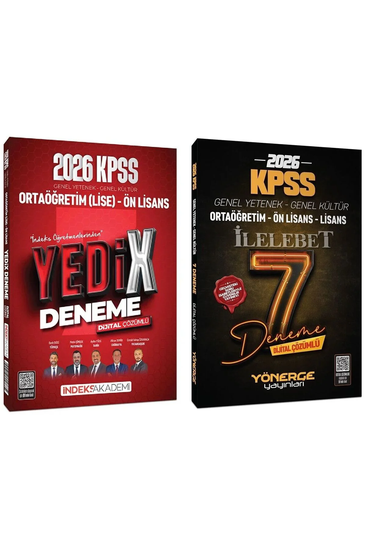 İndeks + Yönerge 2026 KPSS Lise Ortaöğretim Ön Lisans YEDİX 7+7 Deneme 2 li Set İndeks Akademi + Yön