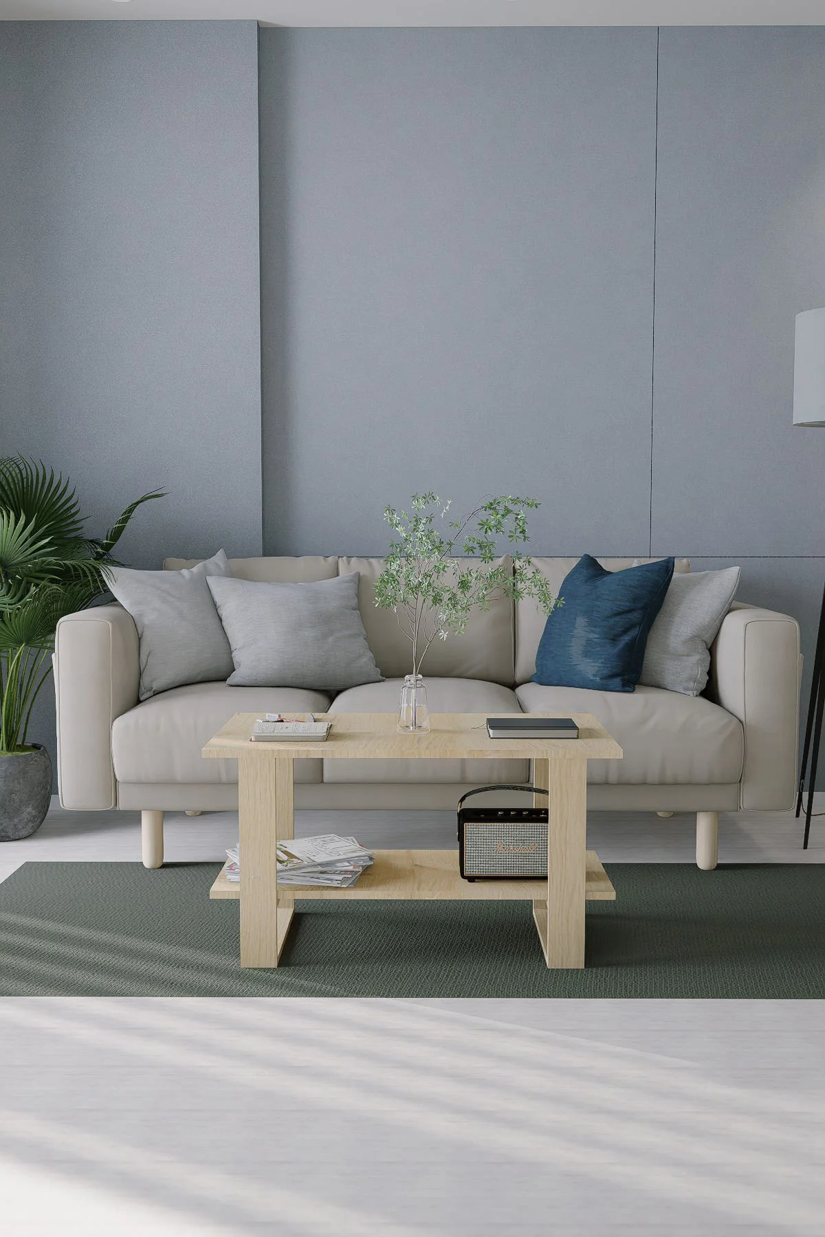 İndex Orta Sehpa, Ahşap Çam Renk, Dikdörtgen Salon Sehpası