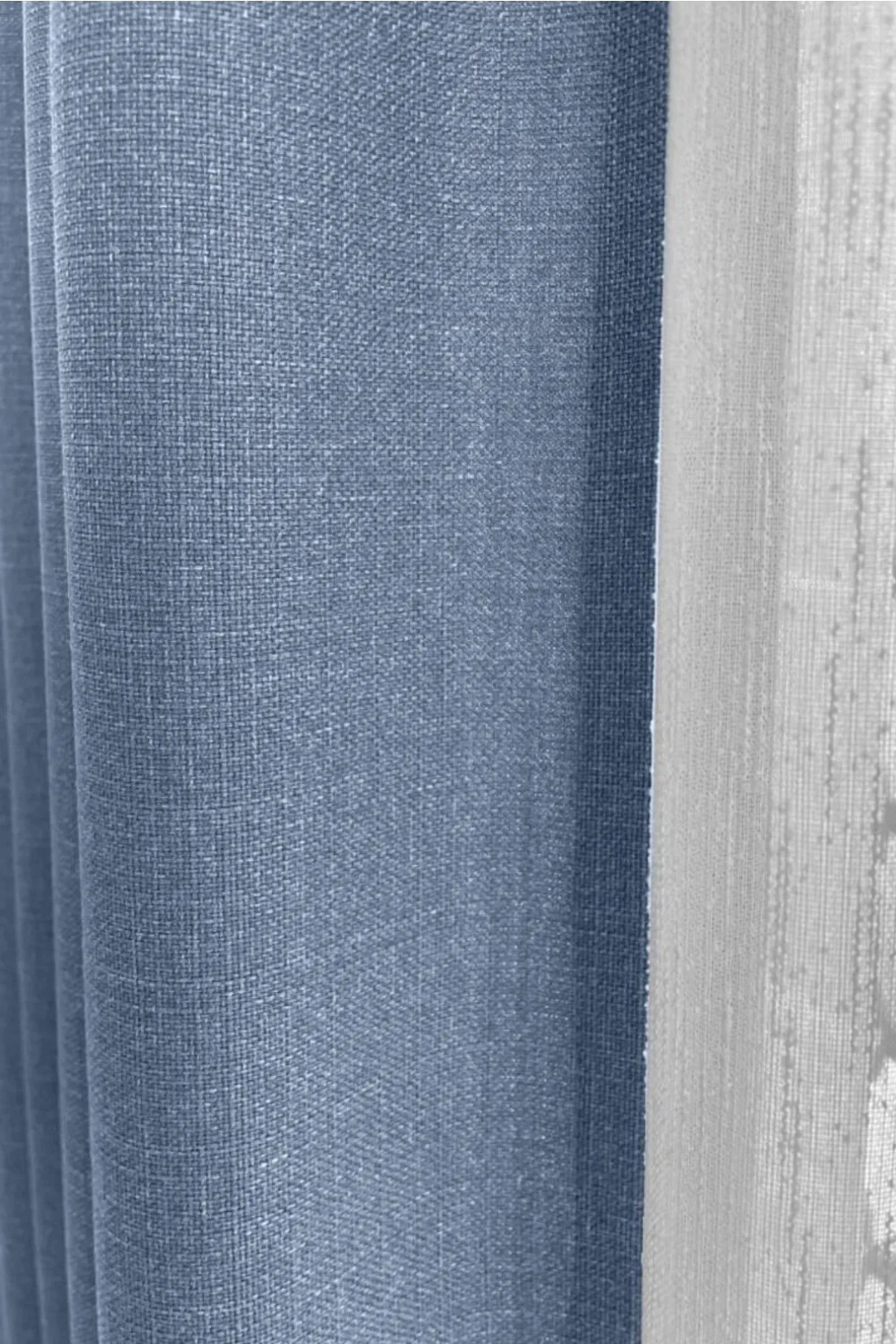 Özgün Perde İndigo Şık Doğal Keten Fon Perde - Tek Kanat Ve Bağlama Koluyla B