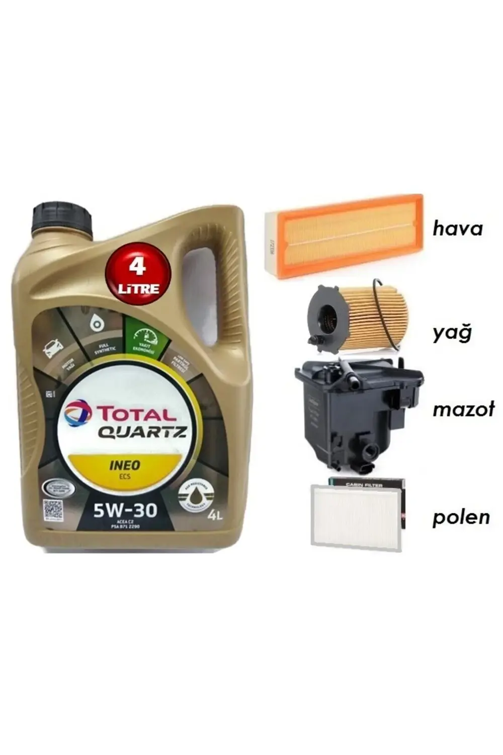İneo Ecs 5w30 4lt Yağ Peugeot 407 1.6 Dizel 5 Li Yağ Bakım Seti 2