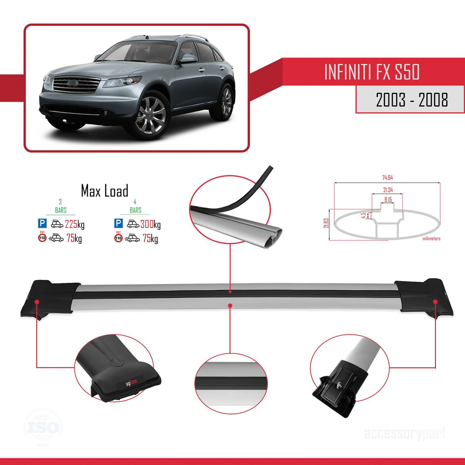 Infiniti FX (S50) 2003-2008 Arası ile Uyumlu FLY Model Ara Atkı T
