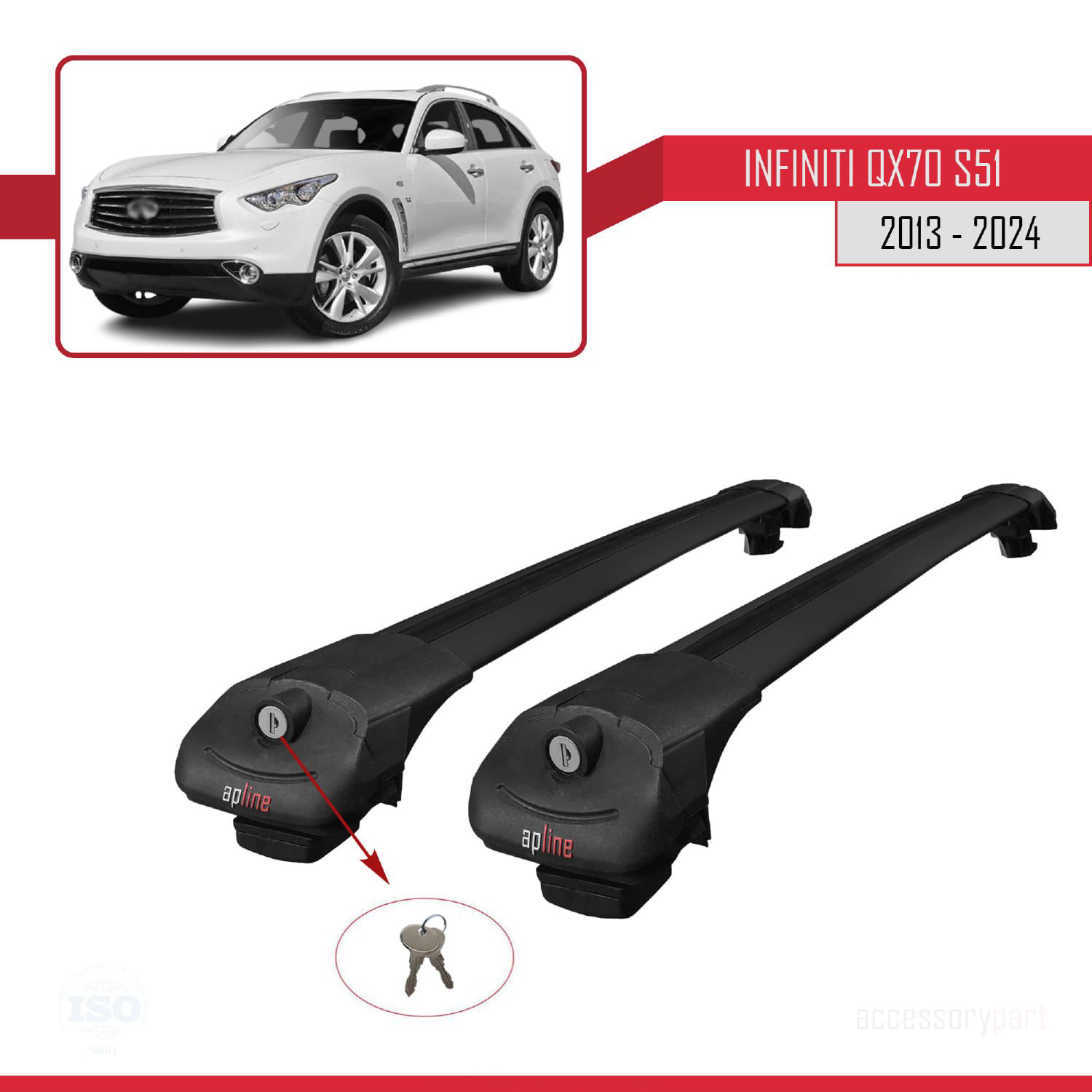 Infiniti QX70 S51 2013 ve Sonrası ile uyumlu ACE-1 Ara Atkı Tavan