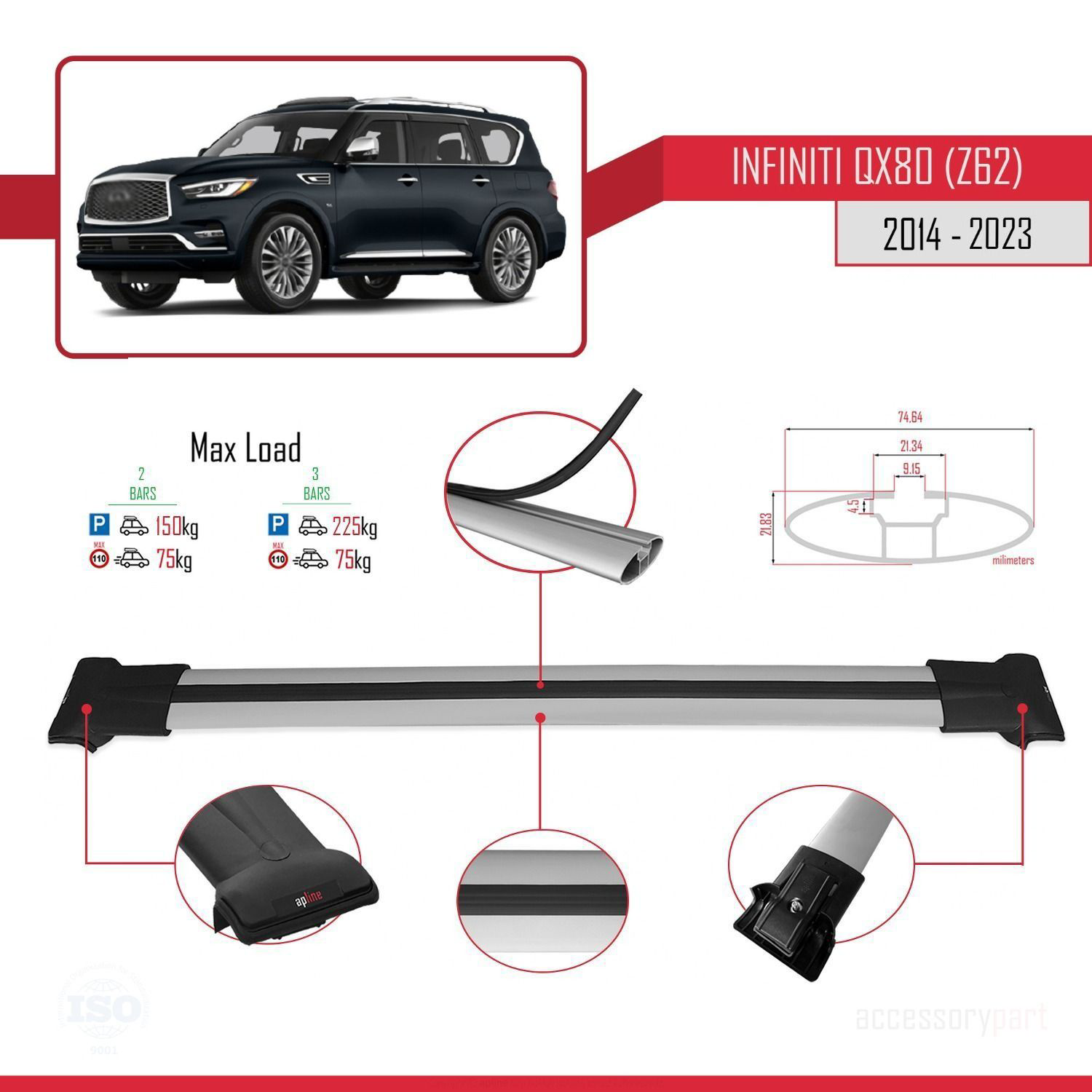 Infiniti QX80 Z62 2014-2023 Arası ile Uyumlu FLY Model Ara Atkı T