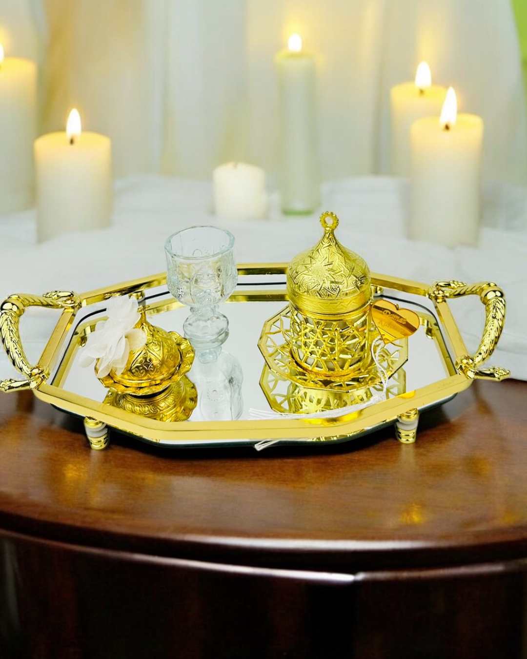 Infinity Gold Şık Söz Nişan Tepsisi