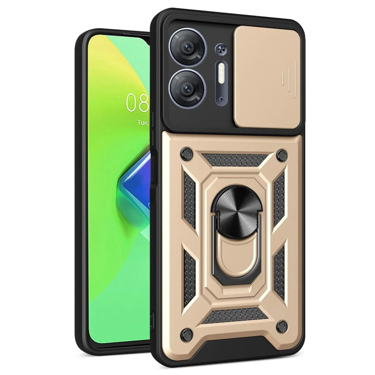 Infinix Hot 30 5g ile Uyumlu Pars Lens Yüzüklü Silikon Kılıf - Gold Fiyatı, Yorumları ve Özellikleri