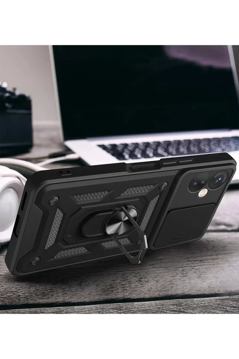 İnfinix Hot 40 Pro Kılıf Pars Lens Yüzüklü Silikon - Kırmızı