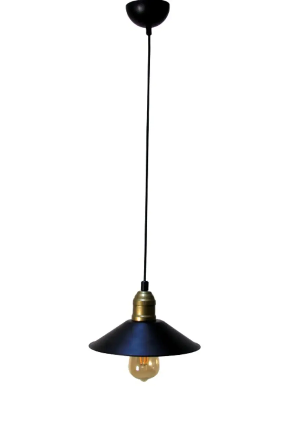 Light İng Box Modernica Tekli Siyah-Eskitme Şapkalı Avize