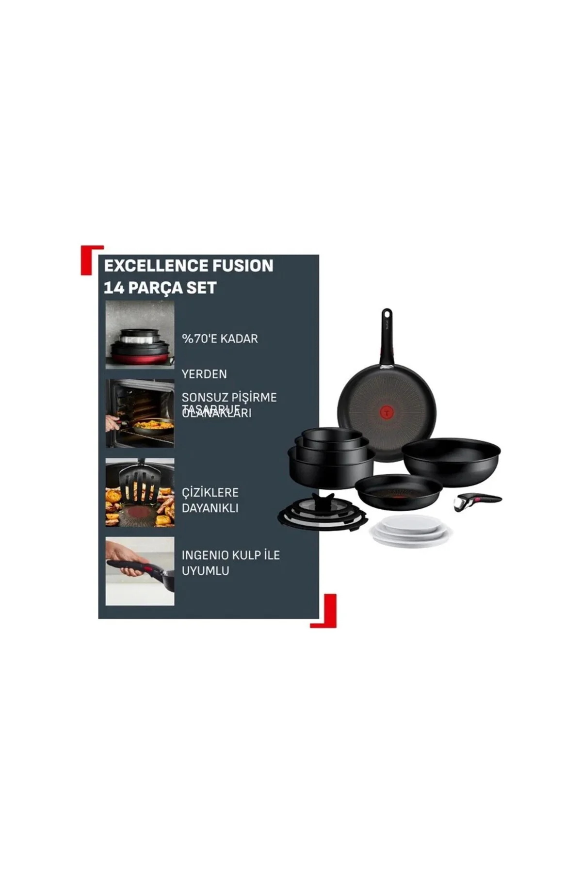 Ingenio Excellence Fusion Core 9X Büyük Tencere Ve Tava Seti - 14 Parça -