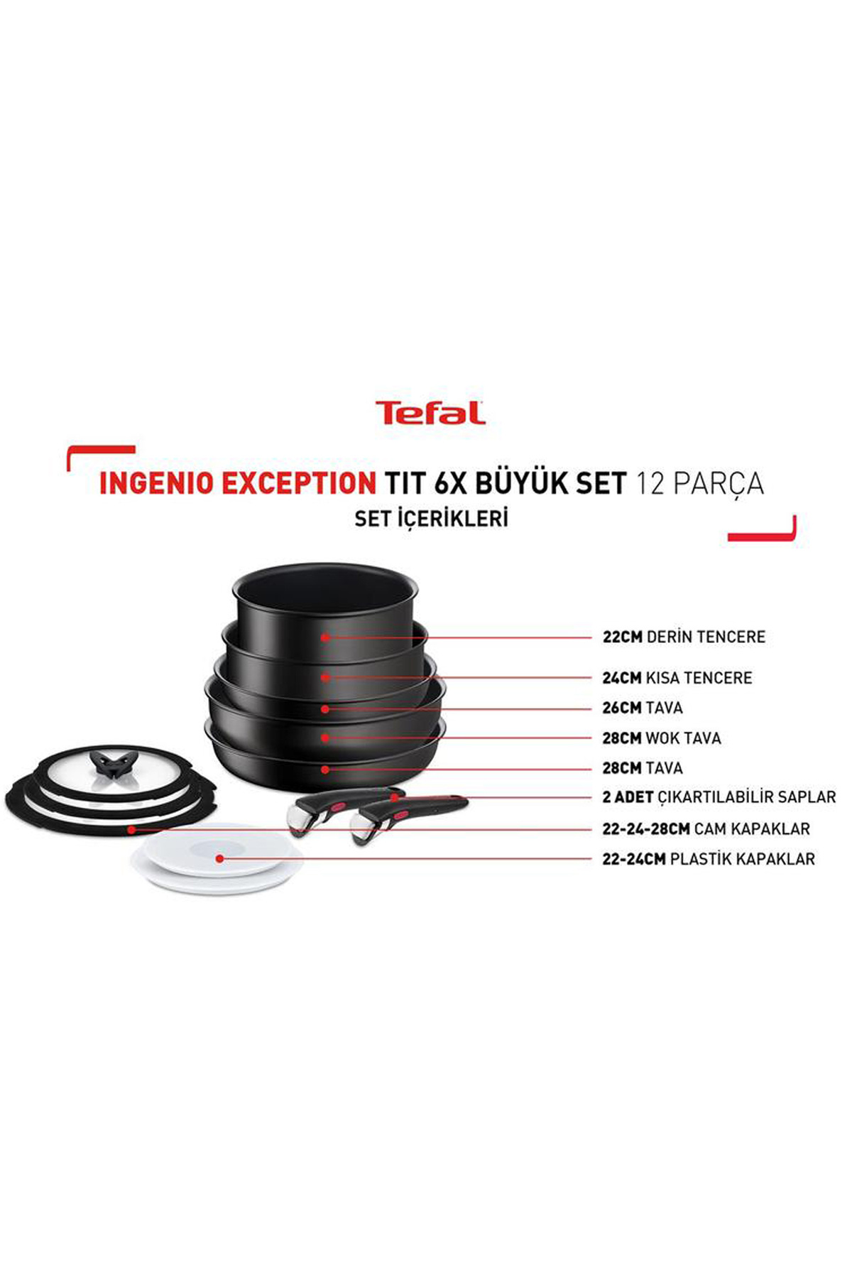 Ingenio Exception Serisi 6X Büyük Set 12 Parça Premium Titanium6X