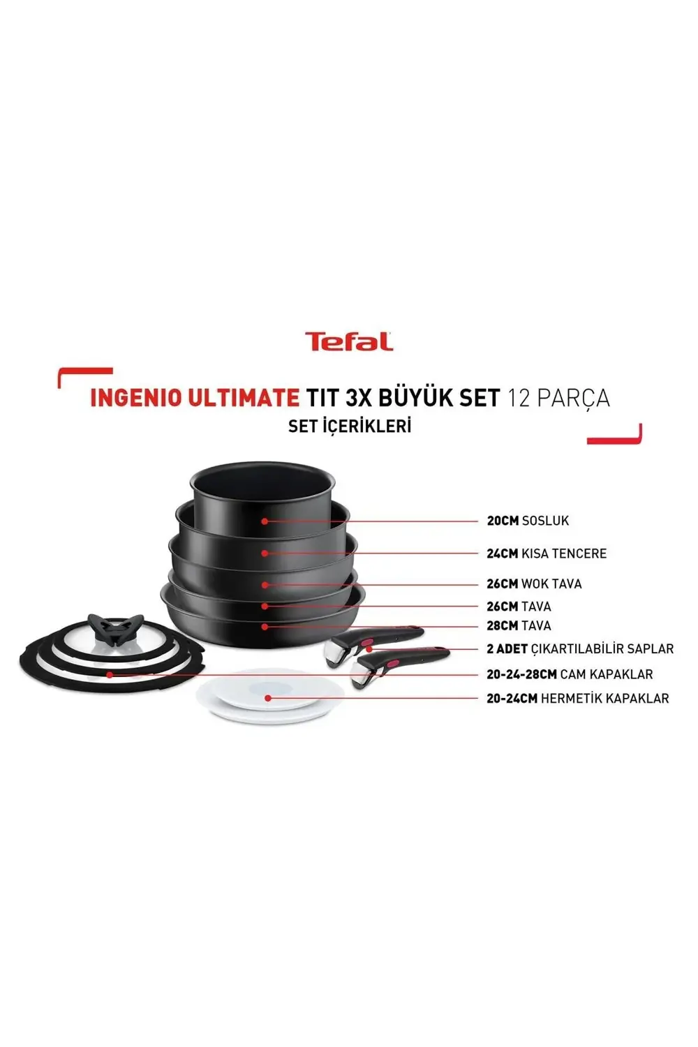Ingenio Ultimate Titanyum 3x Büyük Set 12 Parça