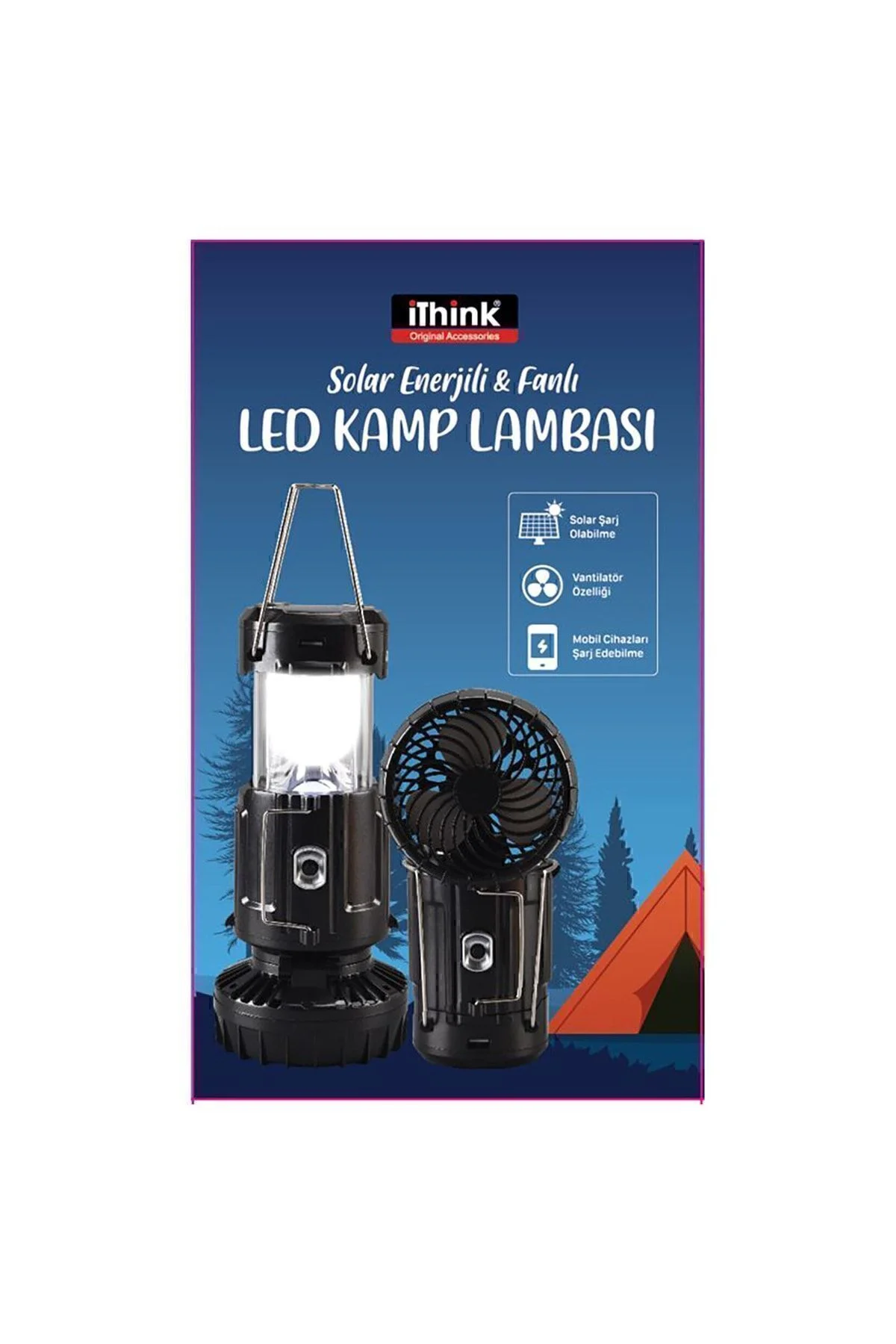 Ink Solar Enerjili Ve Fanlı Led Kamp Lambası