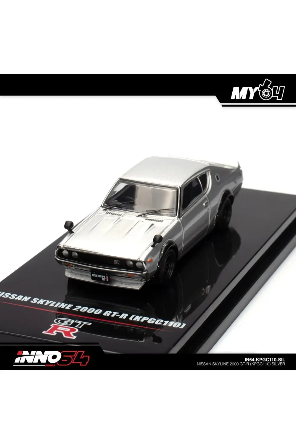 Inno 1/64 NISSAN SKYLINE 2000 GT-R (KPGC110) Silver IN64-KPGC110-