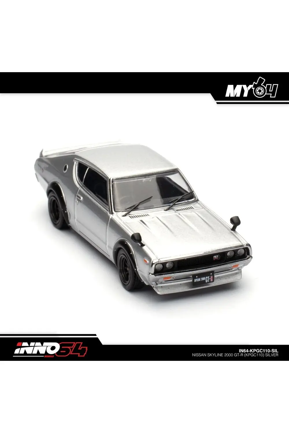 Inno 1/64 NISSAN SKYLINE 2000 GT-R (KPGC110) Silver IN64-KPGC110-