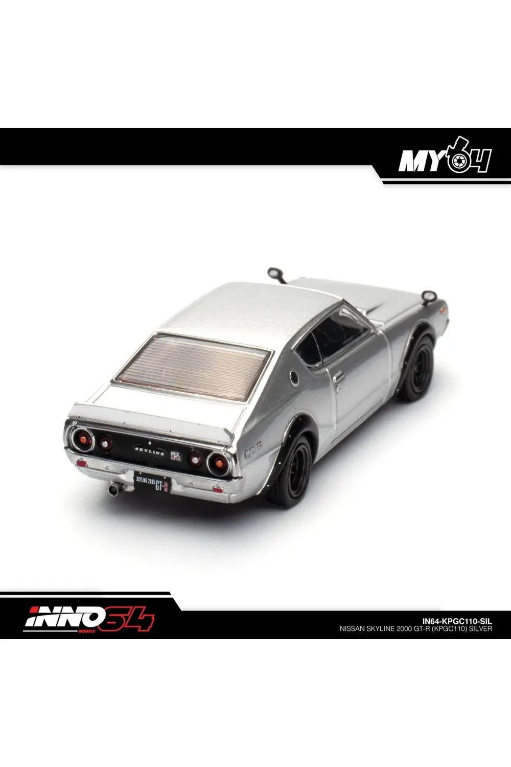 Inno 1/64 NISSAN SKYLINE 2000 GT-R (KPGC110) Silver IN64-KPGC110-