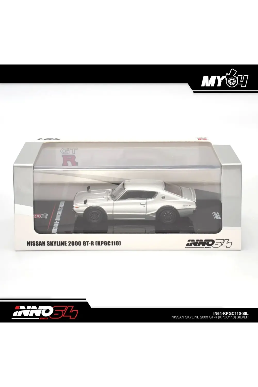 Inno 1/64 NISSAN SKYLINE 2000 GT-R (KPGC110) Silver IN64-KPGC110-
