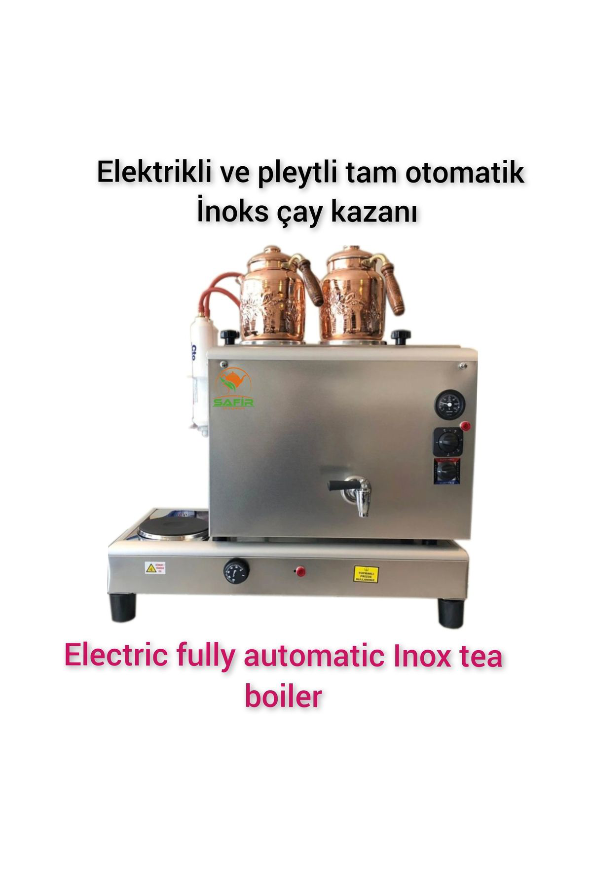 İnoks 2 gözlü Çay Makinesi Sadece elektrikli Pleytli Çay Kazanı Ç