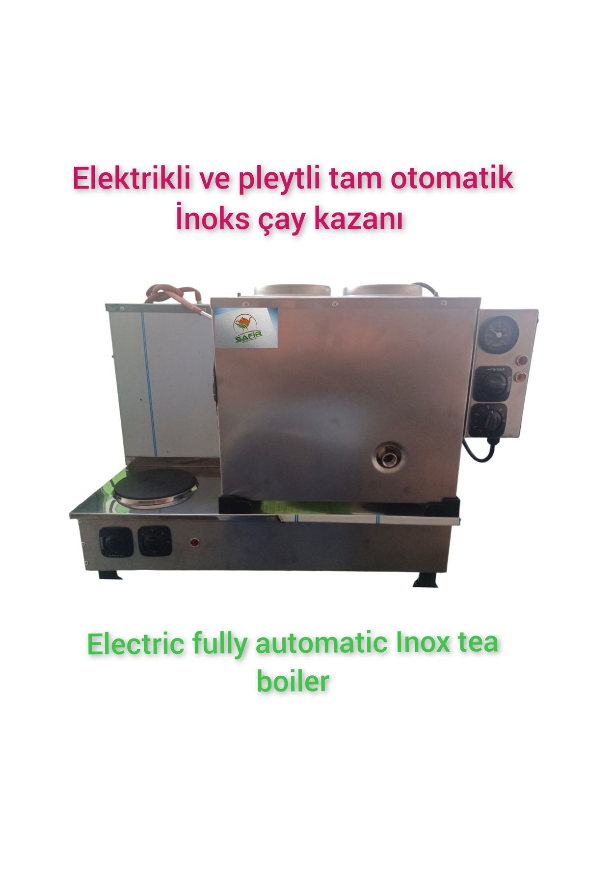 İnoks 2 gözlü Çay Makinesi Sadece elektrikli Pleytli Çay Kazanı Ç