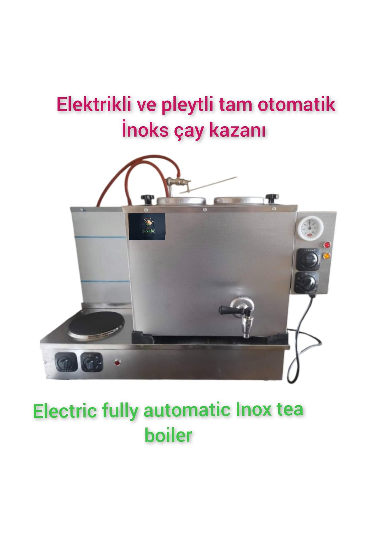 İnoks 2 gözlü Çay Makinesi Sadece elektrikli Pleytli Çay Kazanı Ç