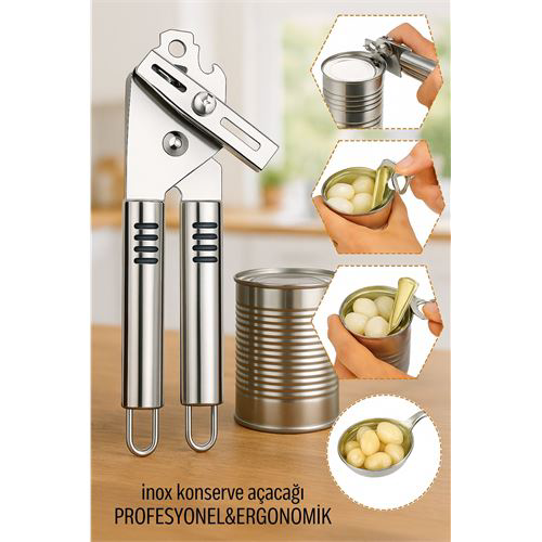 Inox Çelik Konserve Açacağı - Ergonomik ve Profesyonel Kolay Kons Inox Çelik Konserve Açacağı - Ergonomik ve Profesyonel Kolay Kons