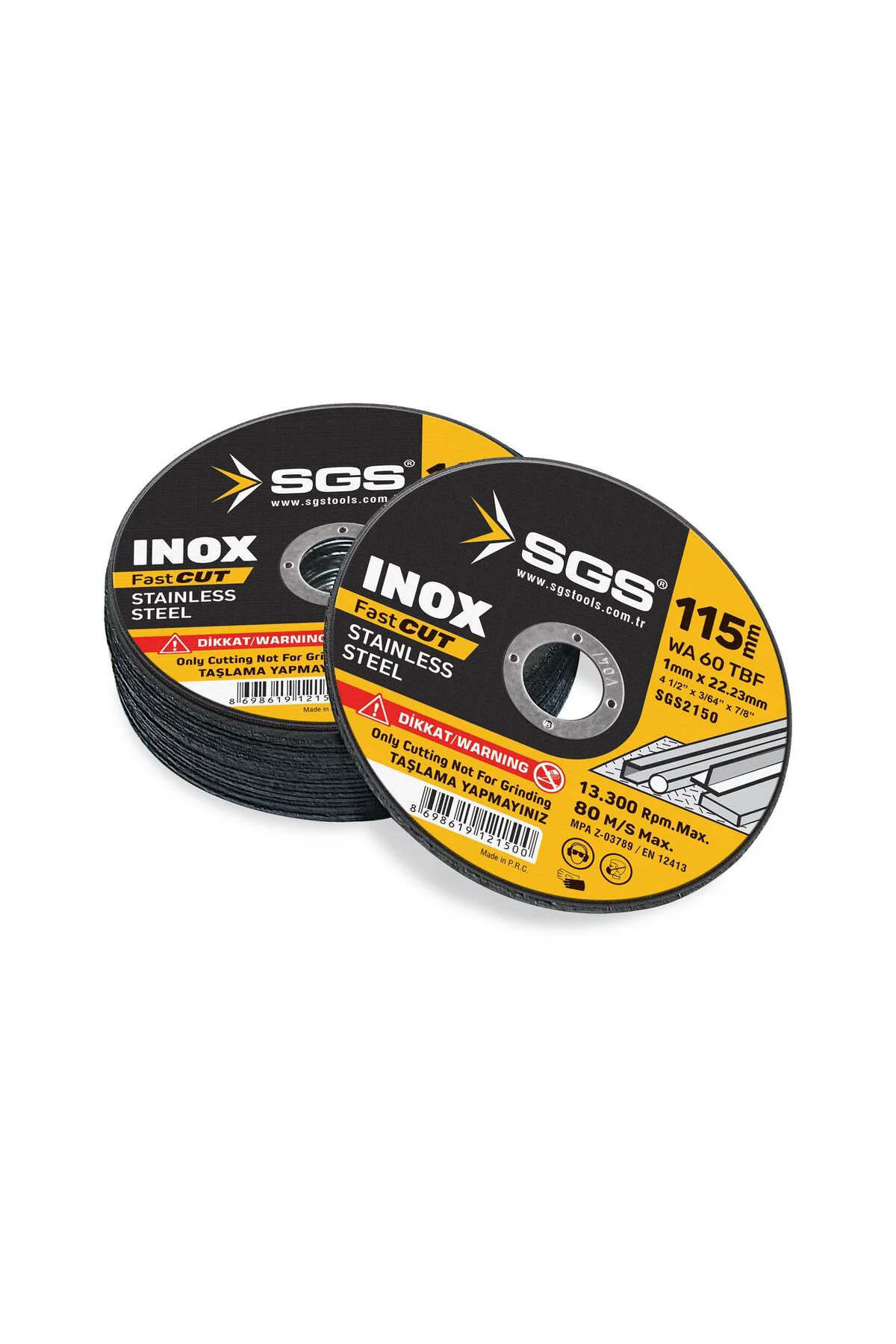INOX KESİCİ 115MM x 1.0MM x 22MM SGS2150 (10 Adet)