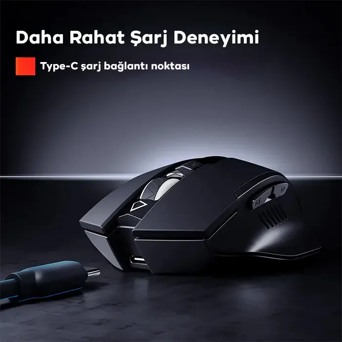İNPHİC PM6 Kablosuz Fare Şarj Edilebilir Sessiz 2.4G 500 mAh Type-C USB Mouse