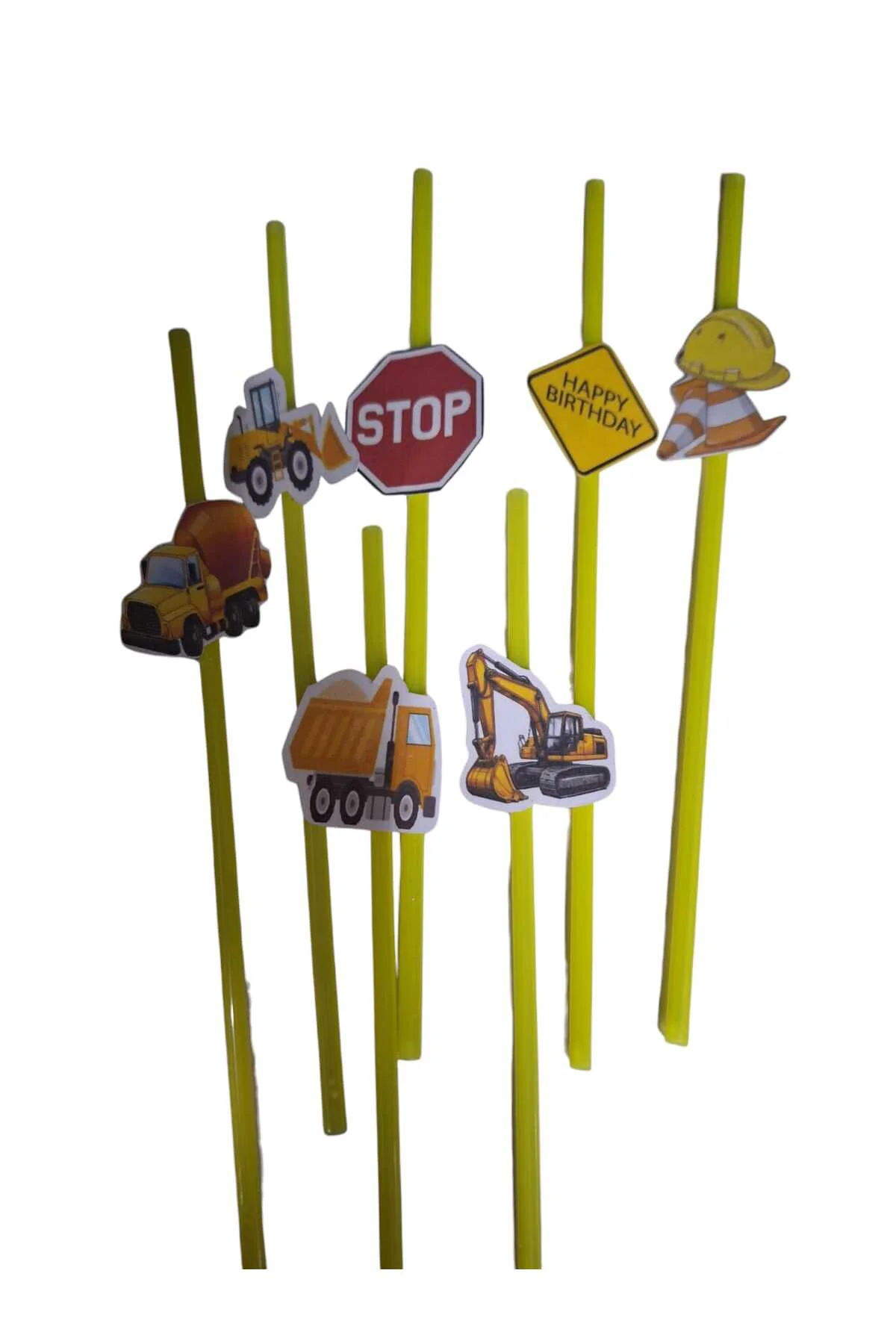 İNŞAAT TEMALI DOĞUM GÜNÜ PİPETİ 15 ADET