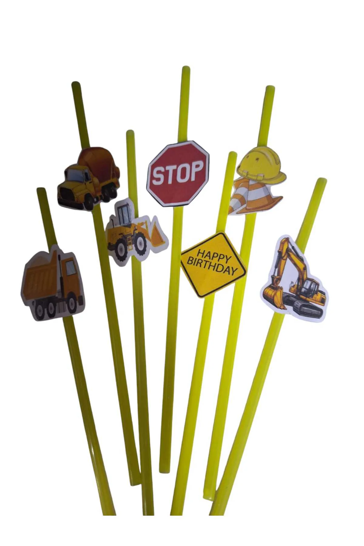 İNŞAAT TEMALI DOĞUM GÜNÜ PİPETİ 15 ADET