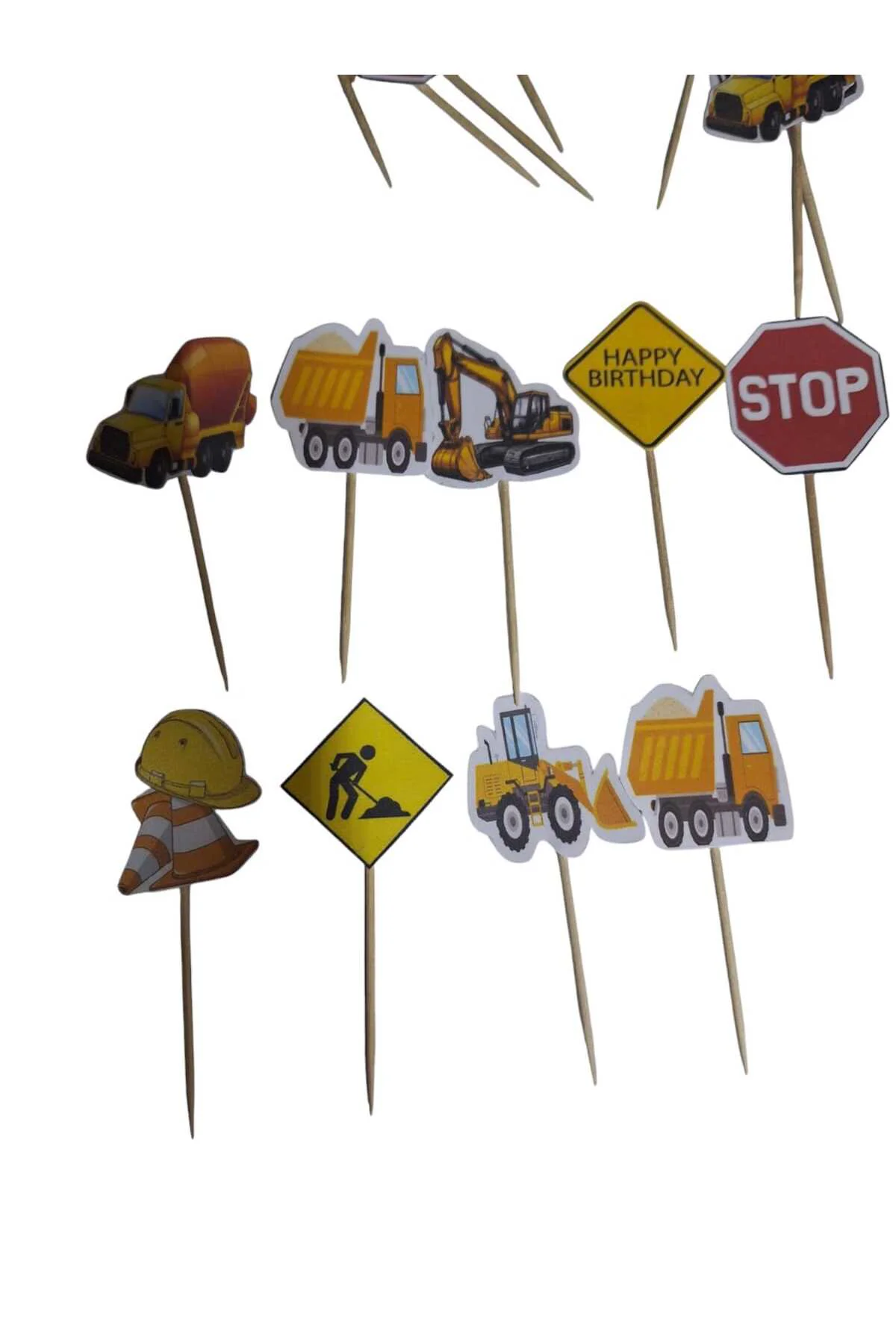 İnşaat Temalı Kürdan Pasta Süsü,Cupkek 15 'li